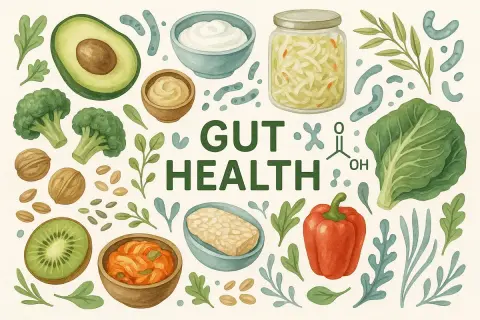 Le top 20 des aliments chouchous du microbiote : avocat, brocoli, noix, kiwi, kimchi, tempeh, yaourt, choucroute, poivron rouge, chou, et autres délices pour une santé intestinale optimale.
