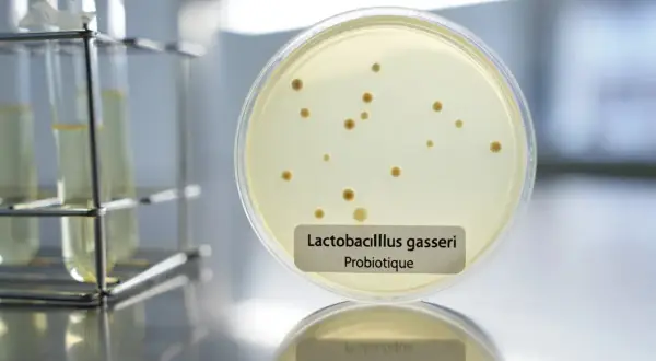 Boîte de Pétri avec colonies de Lactobacillus gasseri. Bien que souvent bénéfique, ce probiotique peut présenter un danger dans certaines conditions.