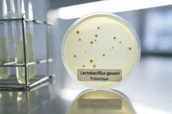 Boîte de Pétri avec colonies de Lactobacillus gasseri. Bien que souvent bénéfique, ce probiotique peut présenter un danger dans certaines conditions.